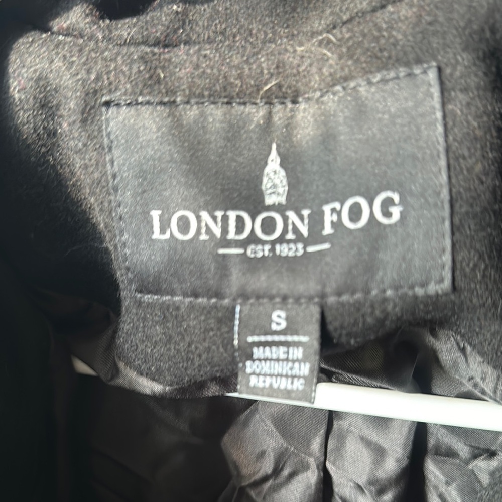 London Fog Black Hooded Wool Blend Coat - Size Small - Picture 9 of 16